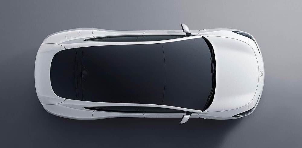 MG IM5 in York White, Ansicht von oben mit Panorama-Glasdach