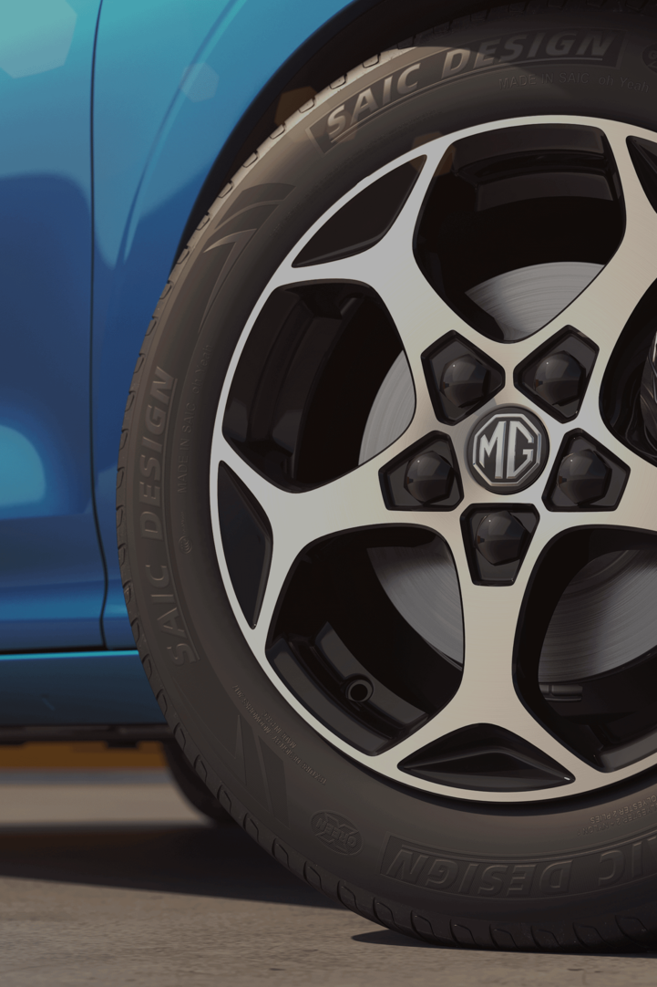 MG3 in Como Blue, Detailansicht Felge