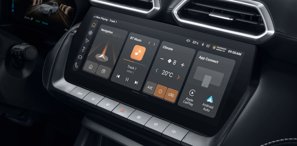 MG ZS, Detailaufnahme Infotainment-Screen
